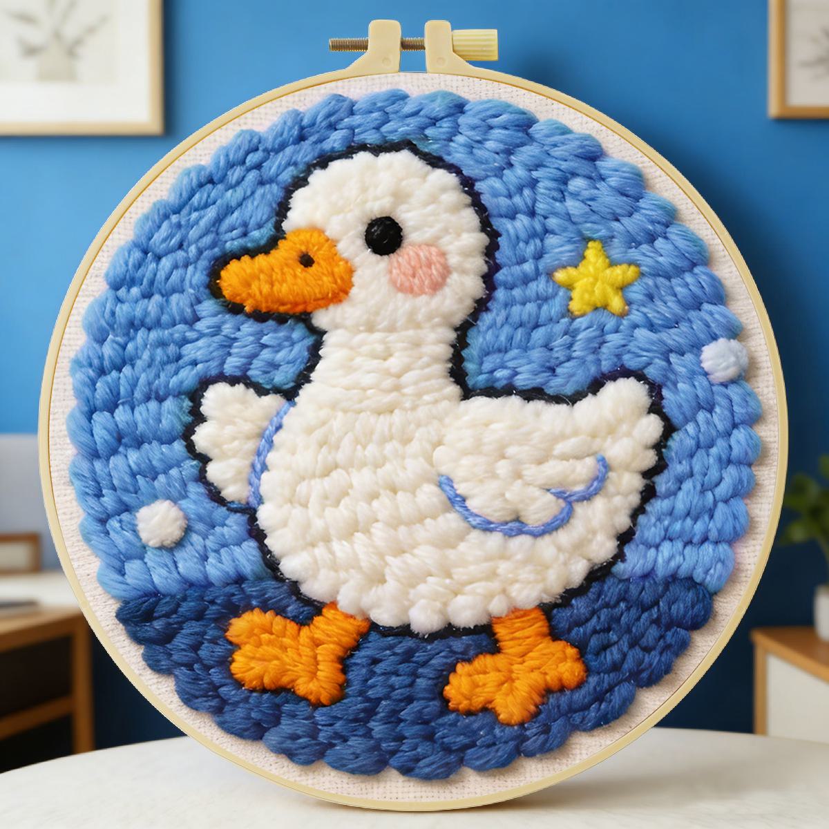 Sewing Textile Art - 20X20CM/7.87inch Animal - Duck punch needle