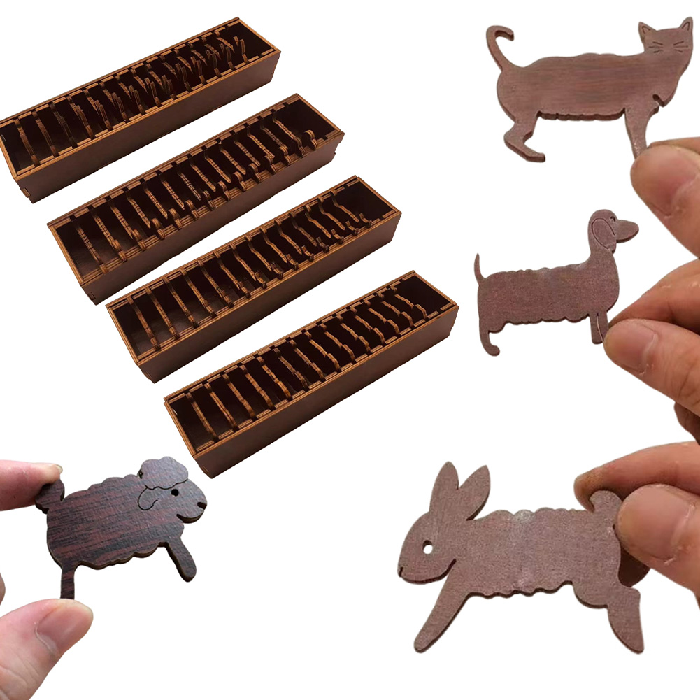 Bobbin Organizer Box - Wooden Bobbin Set with Animal Shapes