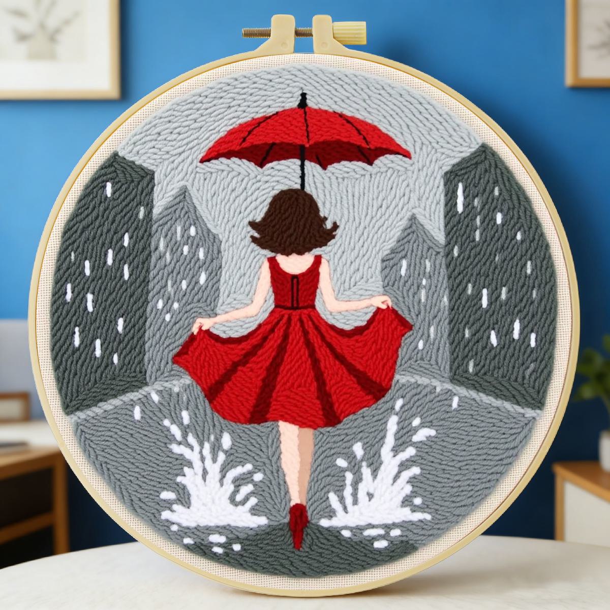 Sewing Textile Art - 20X20CM/7.87inch female punch needle embroidery set