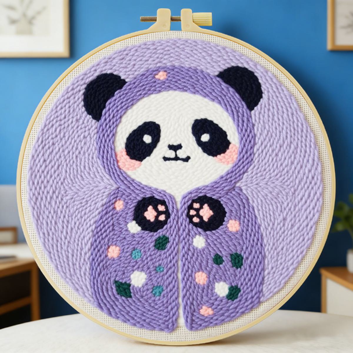 Sewing Textile Art - 20X20CM/7.87inch Animal - Bear punch needle