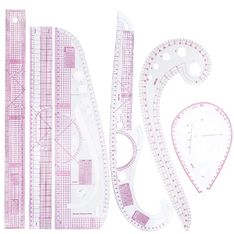 Sewing Gauge Ruler - 6-Piece French Curve Ruler Set -