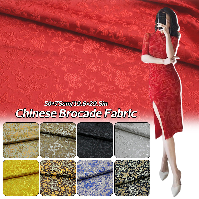 Textile Sewing Patterns - Satin Silk Fabric Brocade Jacquard Dragon