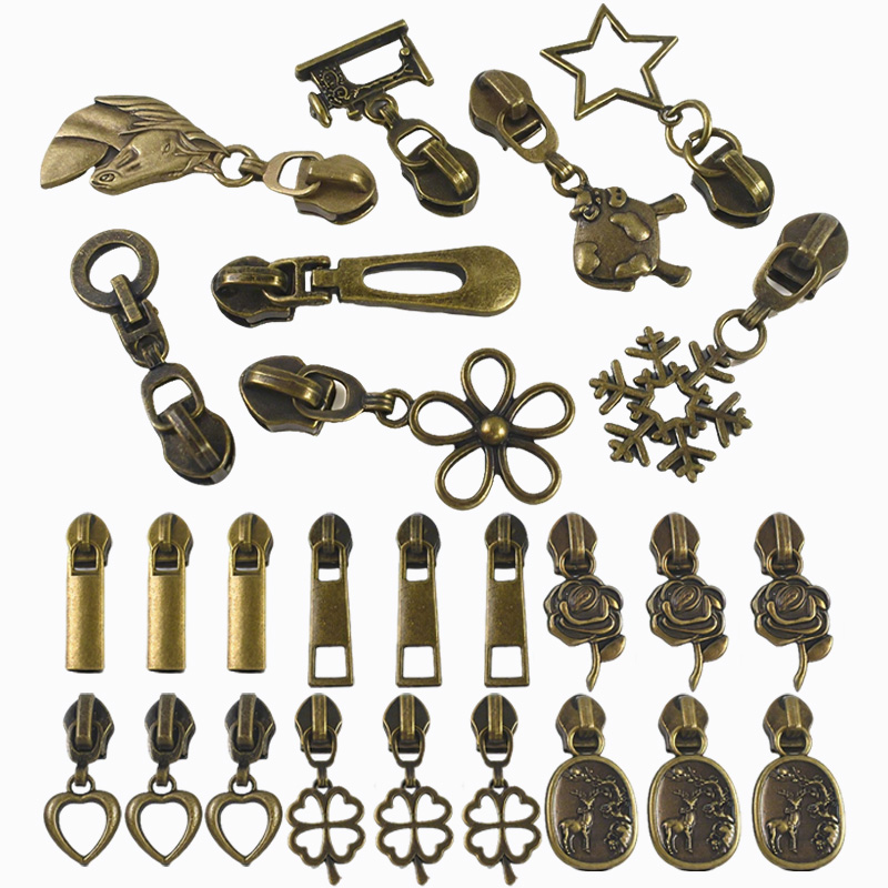 Textile And Sewing Supply - 10/20/30Pcs 5# Bronze Metal Zipper Slider