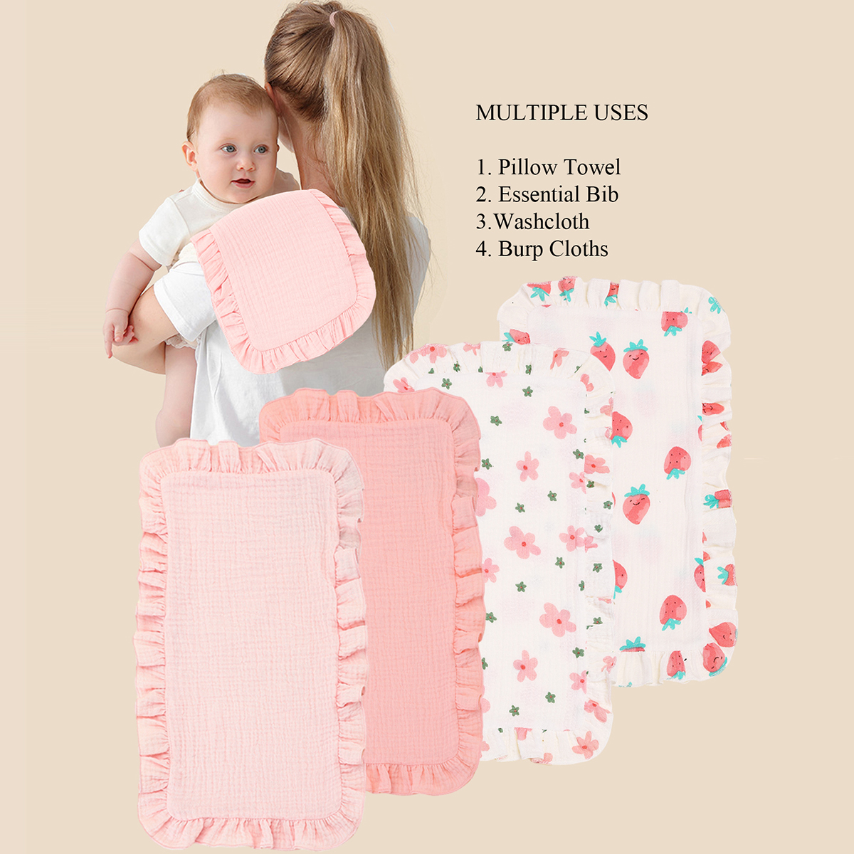Shoulder Pad Set In - 4Pcs/Set Cute Floral Prints Soft Muslin