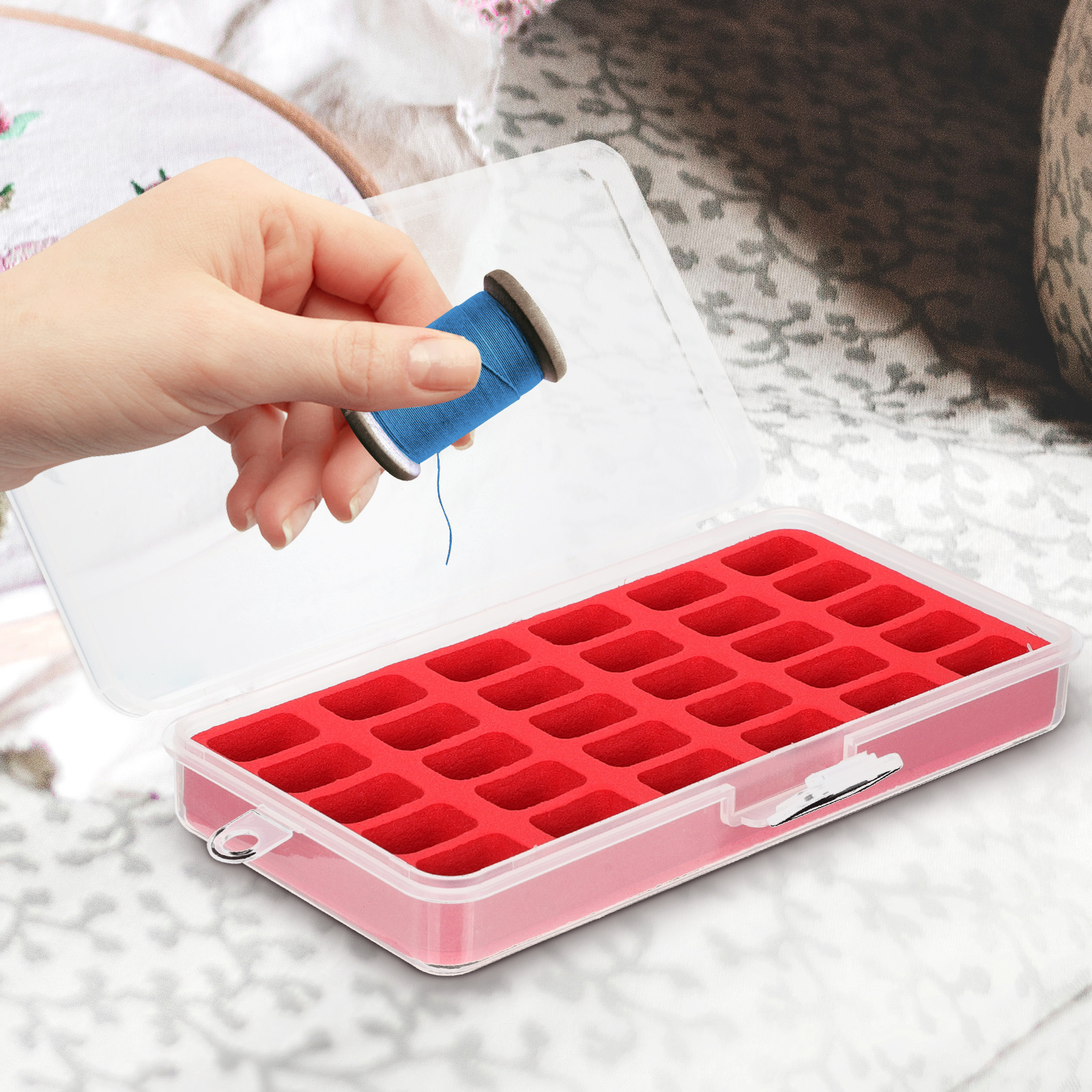 Sewing Bobbin Storage Box Clea - Bobbin Organizer Box review and price