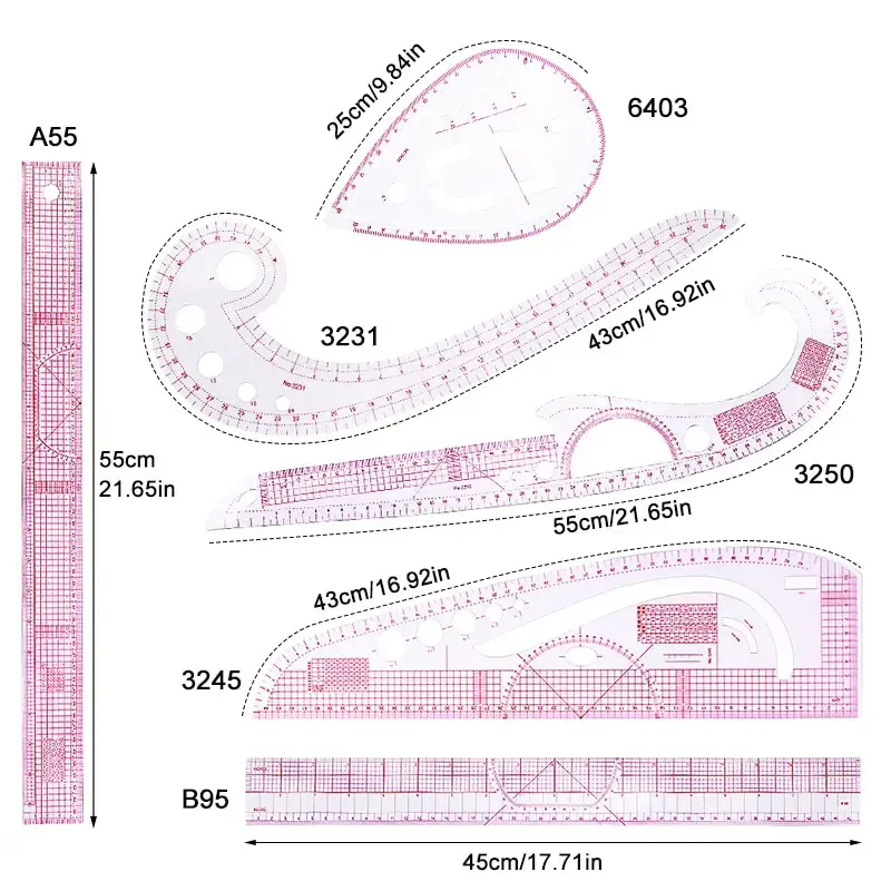 6-Piece French Curve Ruler Set - Sewing Gauge Ruler review and price