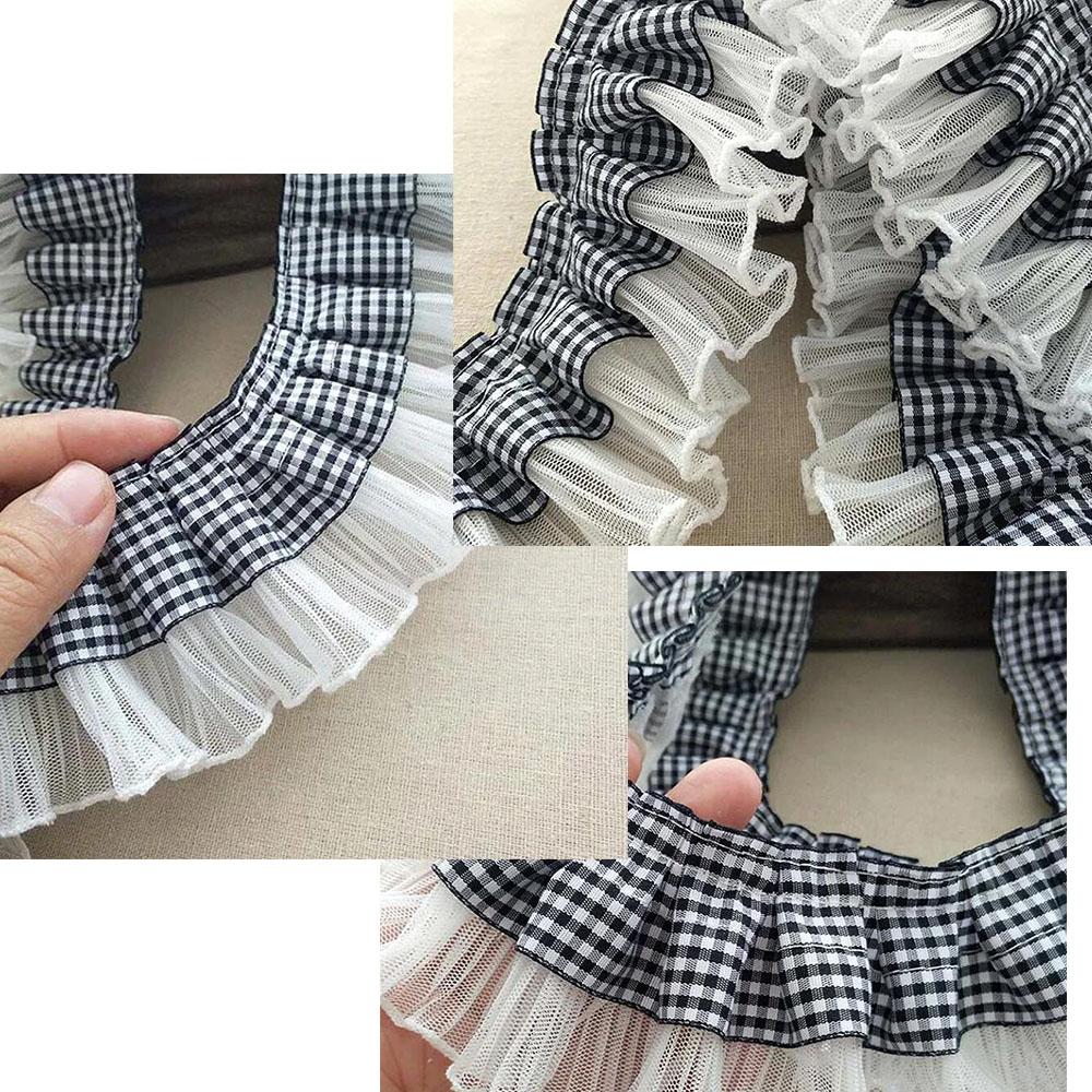 1 Yard 7CM Pleated Plaid Lace  - Textile And Sewing Supply review and price