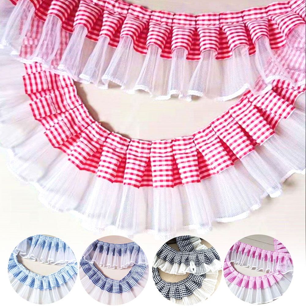 1 Yard 7CM Pleated Plaid Lace  - Textile And Sewing Supply review and price