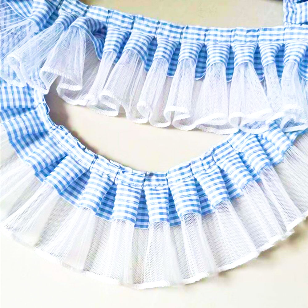 1 Yard 7CM Pleated Plaid Lace  - Textile And Sewing Supply review and price