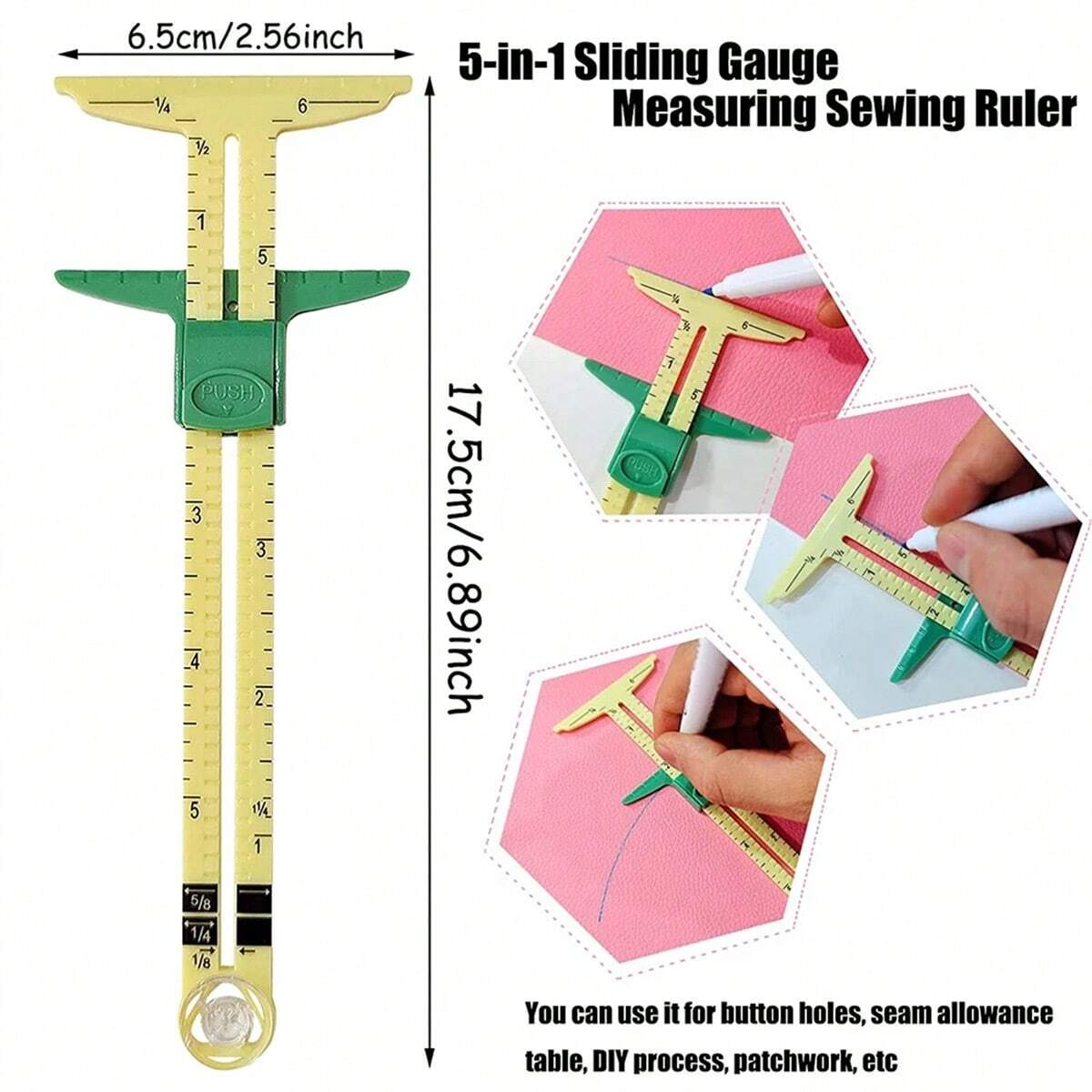 1pc Inch Ruler Scale 5-IN-1 Se - Sewing Gauge Ruler review and price