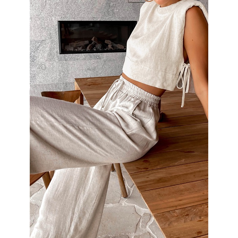 Fashion Cotton and Linen Suit  - Shoulder Pad Set In review and price