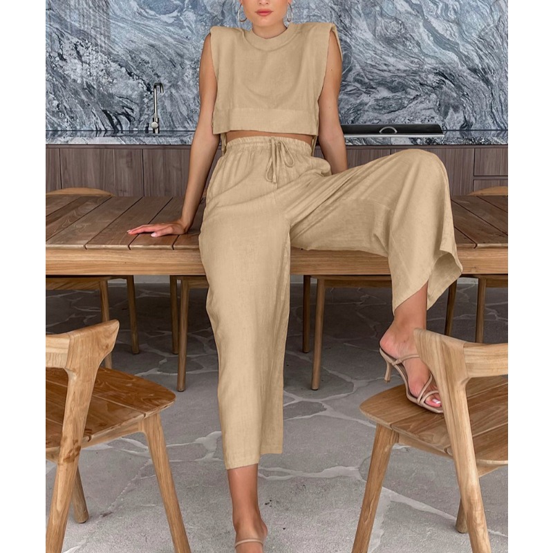 Fashion Cotton and Linen Suit  - Shoulder Pad Set In review and price
